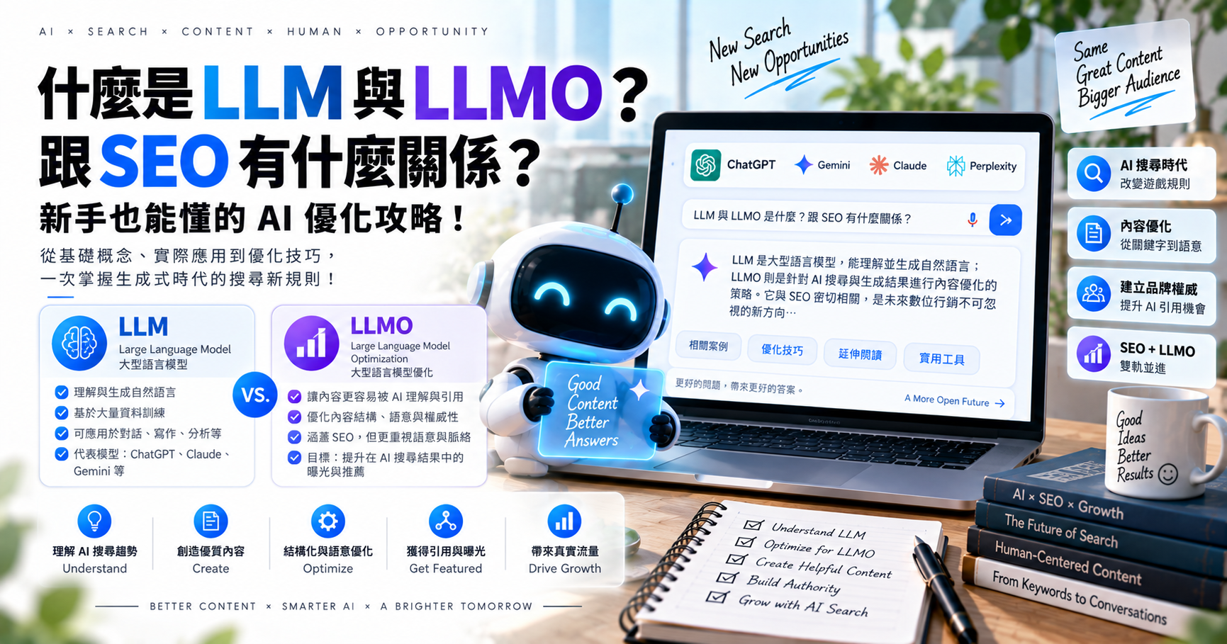什麼是 LLM 與 LLMO?跟 SEO 有什麼關係?新手也能懂的 AI 優化攻略 文章封面