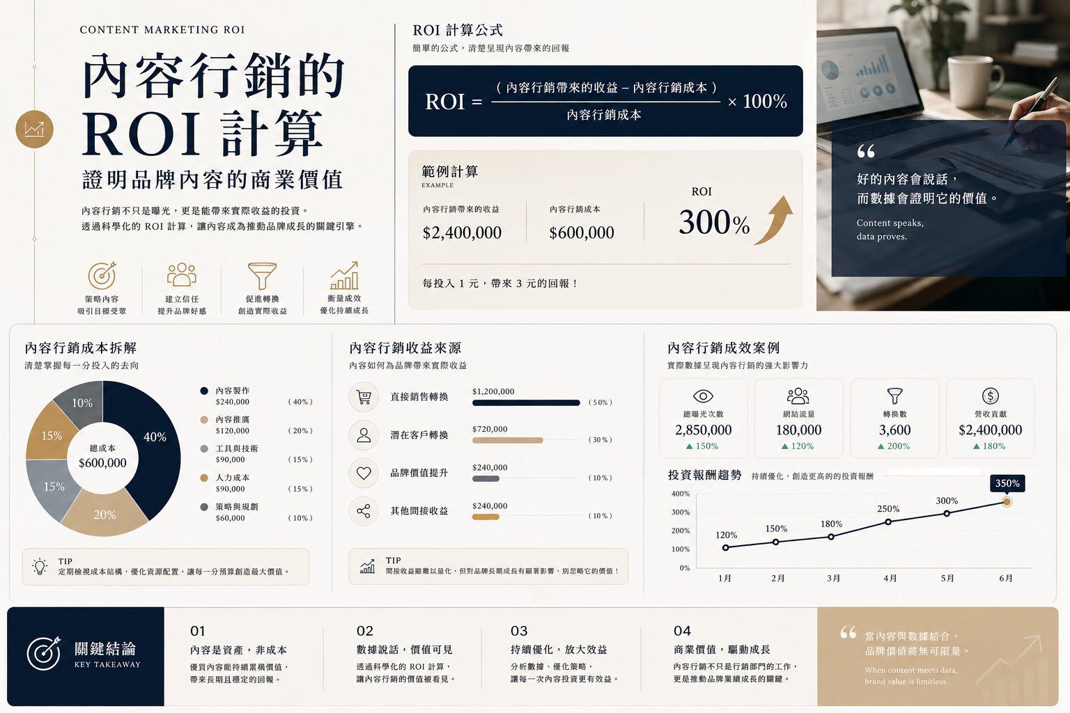 內容行銷的 ROI 計算：證明品牌內容的商業價值 文章封面