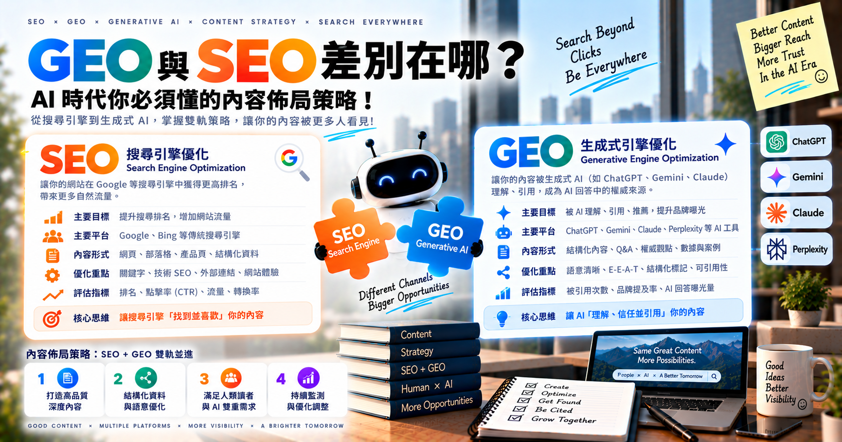 GEO 與 SEO 差別在哪？AI 時代你必須懂的內容佈局策略！ 文章封面