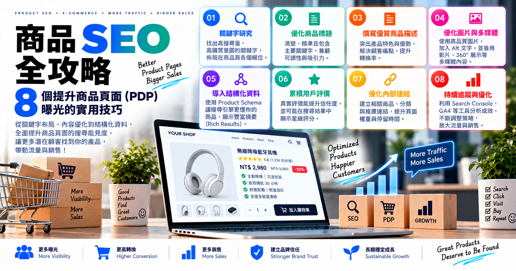 商品 SEO 全攻略：8 個提升商品頁面(PDP)曝光的實用技巧 文章封面