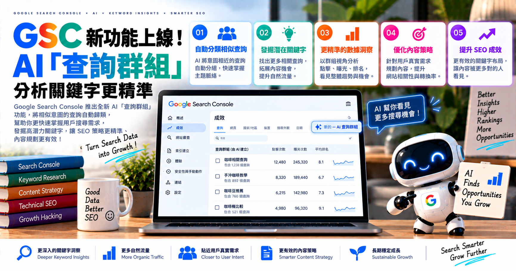 GSC 新功能上線！AI「查詢群組」分析關鍵字更精準 文章封面