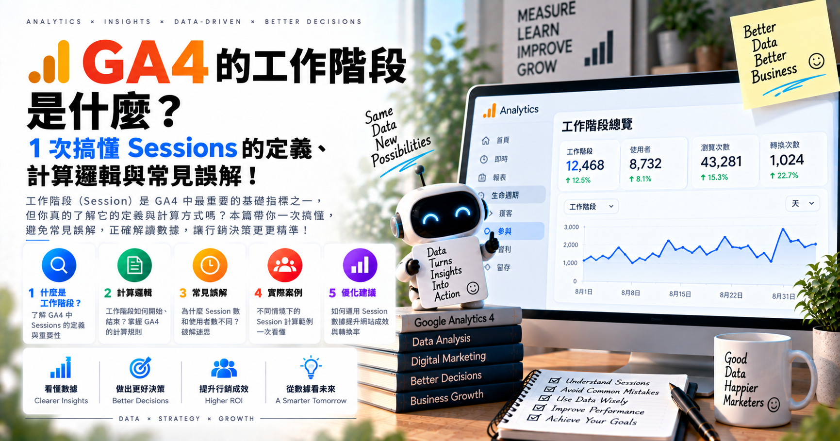 GA4 的工作階段是什麼？1 次搞懂 Sessions 的定義、計算邏輯與常見誤解！ 文章封面