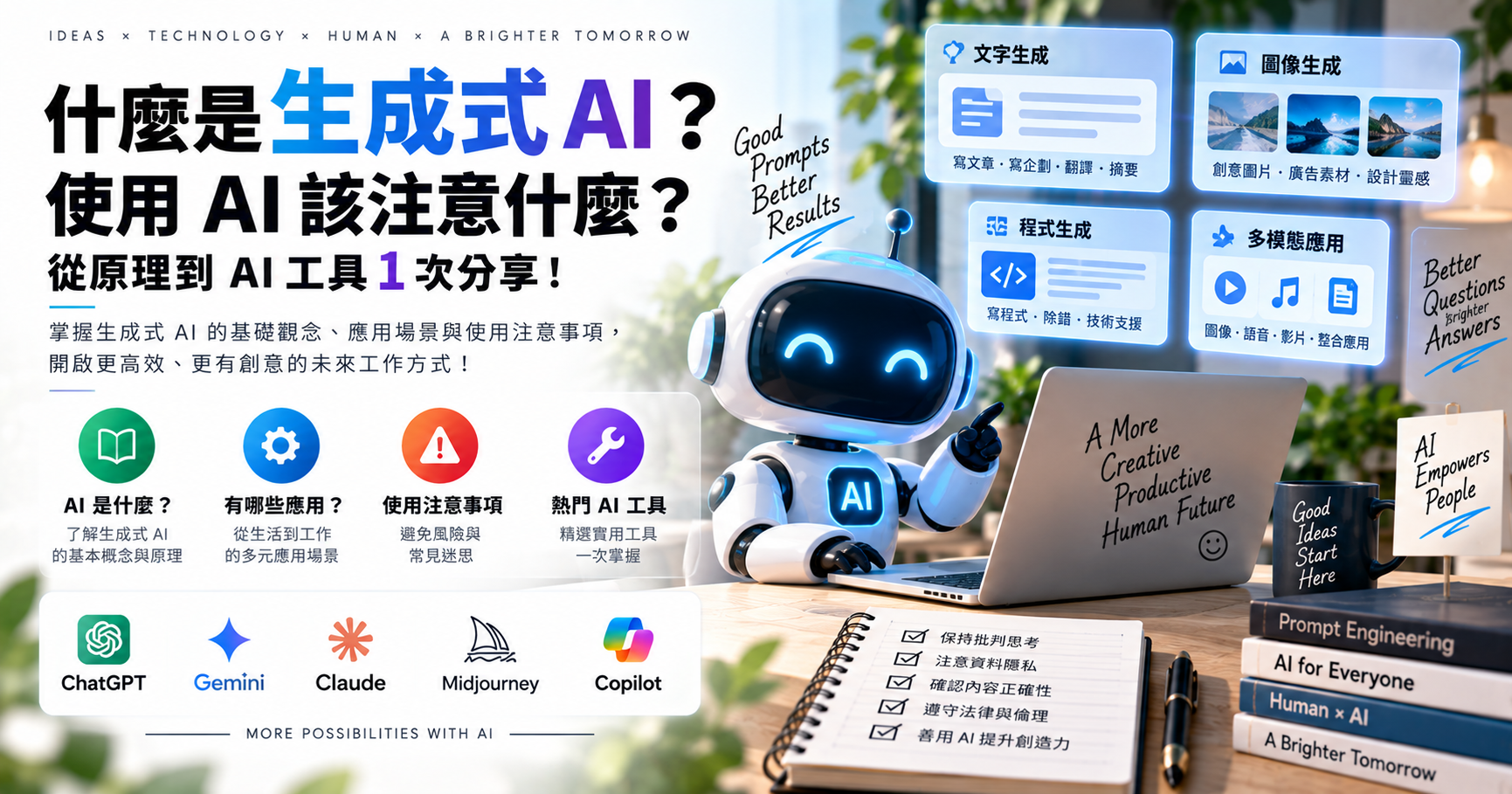 什麼是生成式 AI?使用 AI 該注意什麼?從原理到 AI 工具 1 次分享! 文章封面