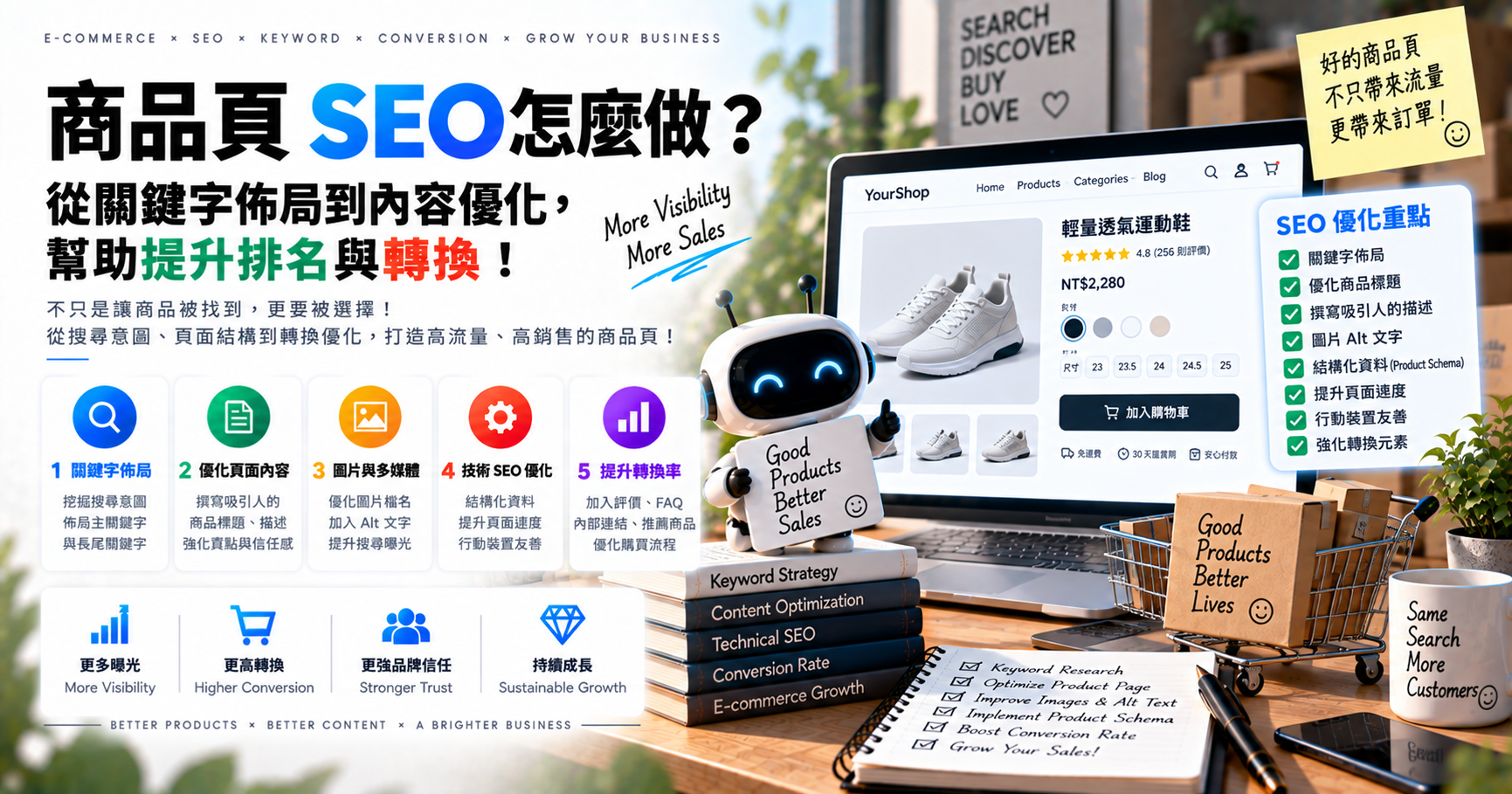 商品頁 SEO 怎麼做?從關鍵字佈局到內容優化,幫助提升排名與轉換! 文章封面