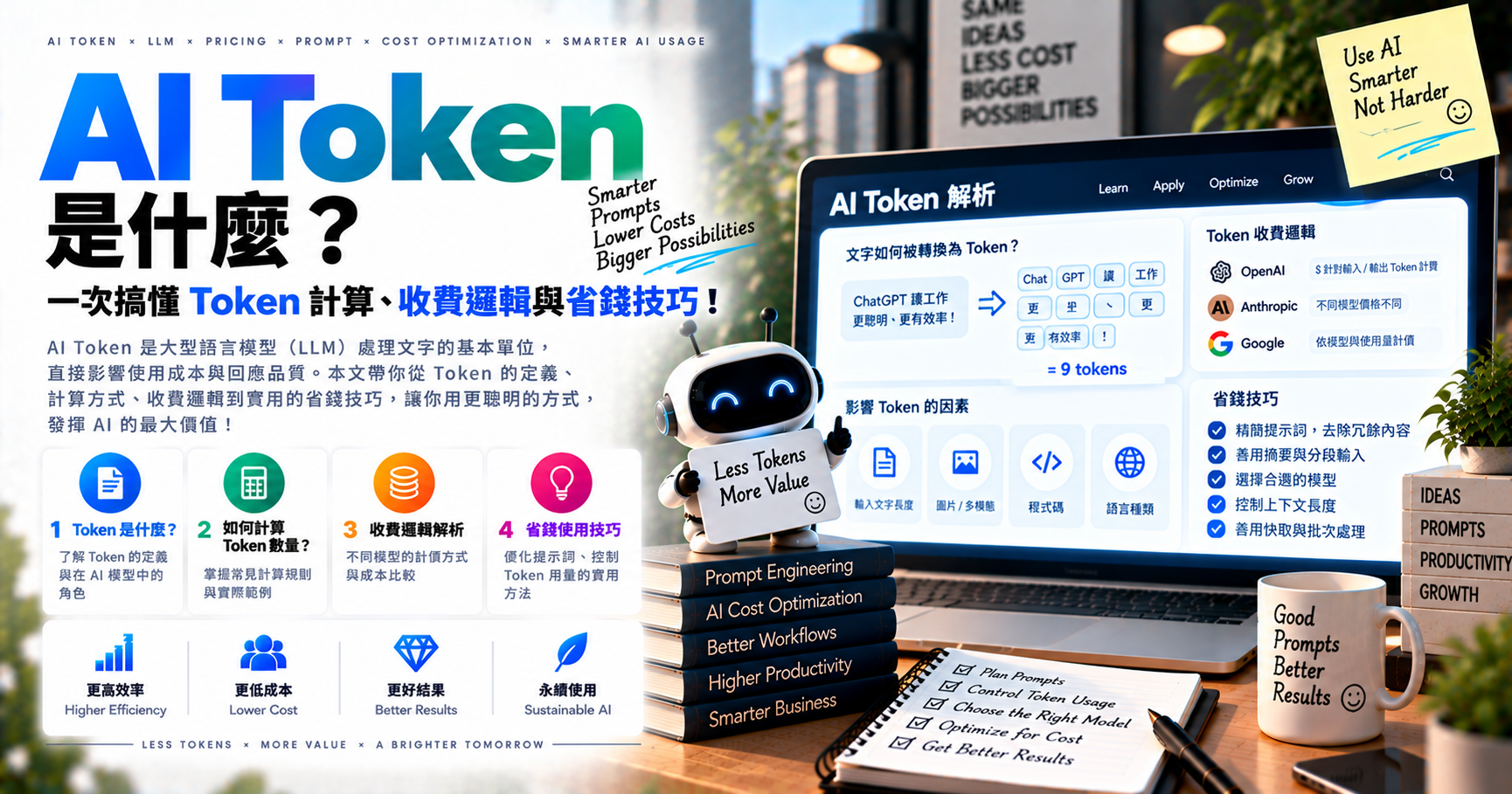AI Token 是什麼？一次搞懂 Token 計算、收費邏輯與省錢技巧！ 文章封面