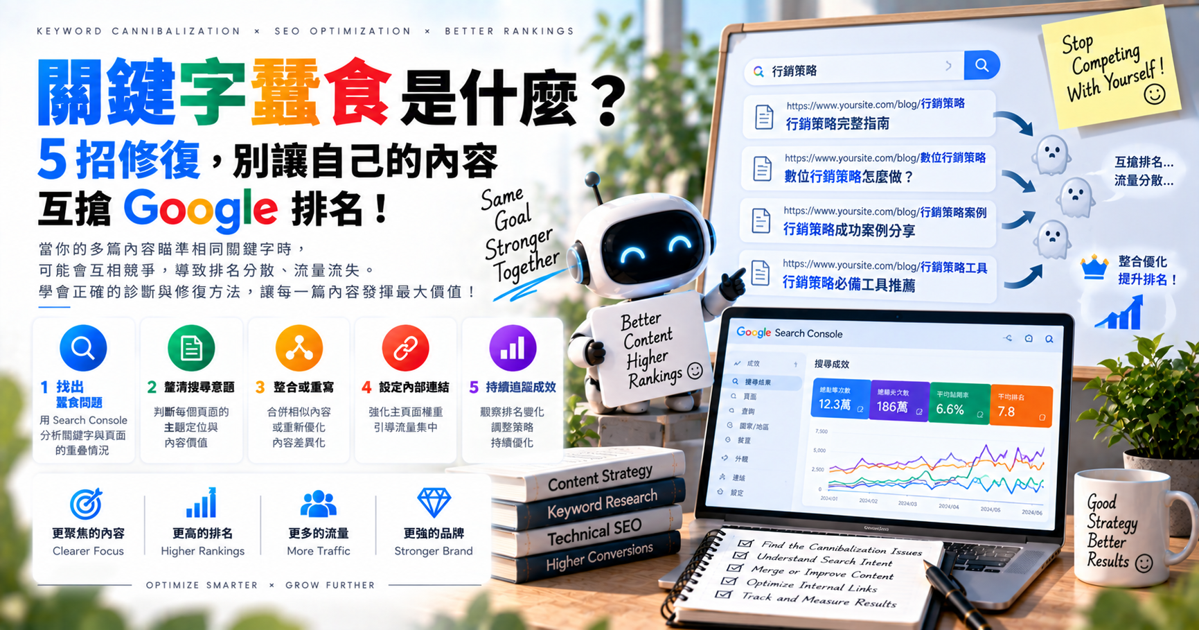 關鍵字蠶食是什麼？5 招修復，別讓自己的內容互搶 Google 排名！ 文章封面