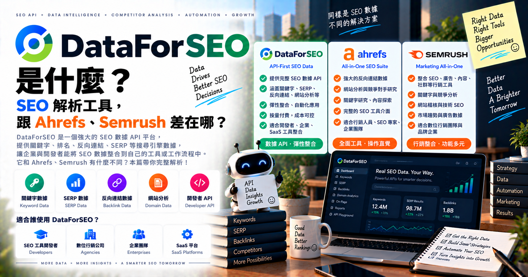 DataForSEO 是什麼？SEO 解析工具，跟 Ahrefs、Semrush 差在哪？ 文章封面
