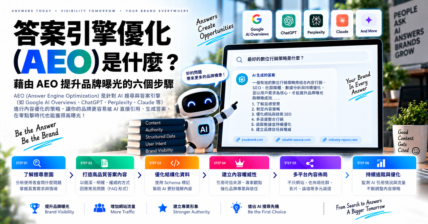 答案引擎優化（AEO）是什麼？藉由 AEO 提升品牌曝光的六個步驟 文章封面